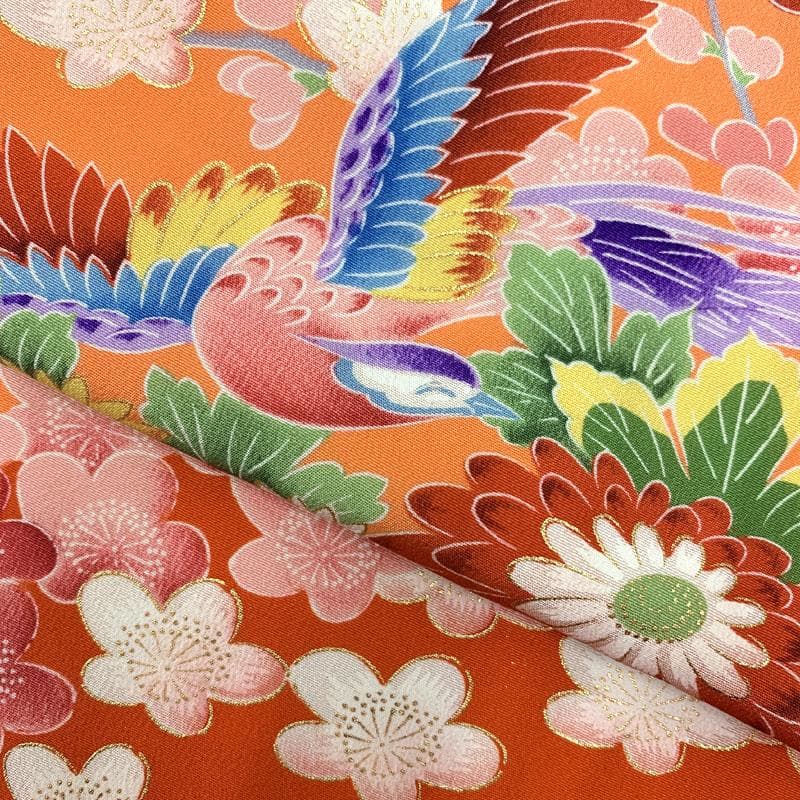 507ag61□七五三 七歳 女児 着物&袋帯 金彩 鳳凰 菊 梅□状態良好