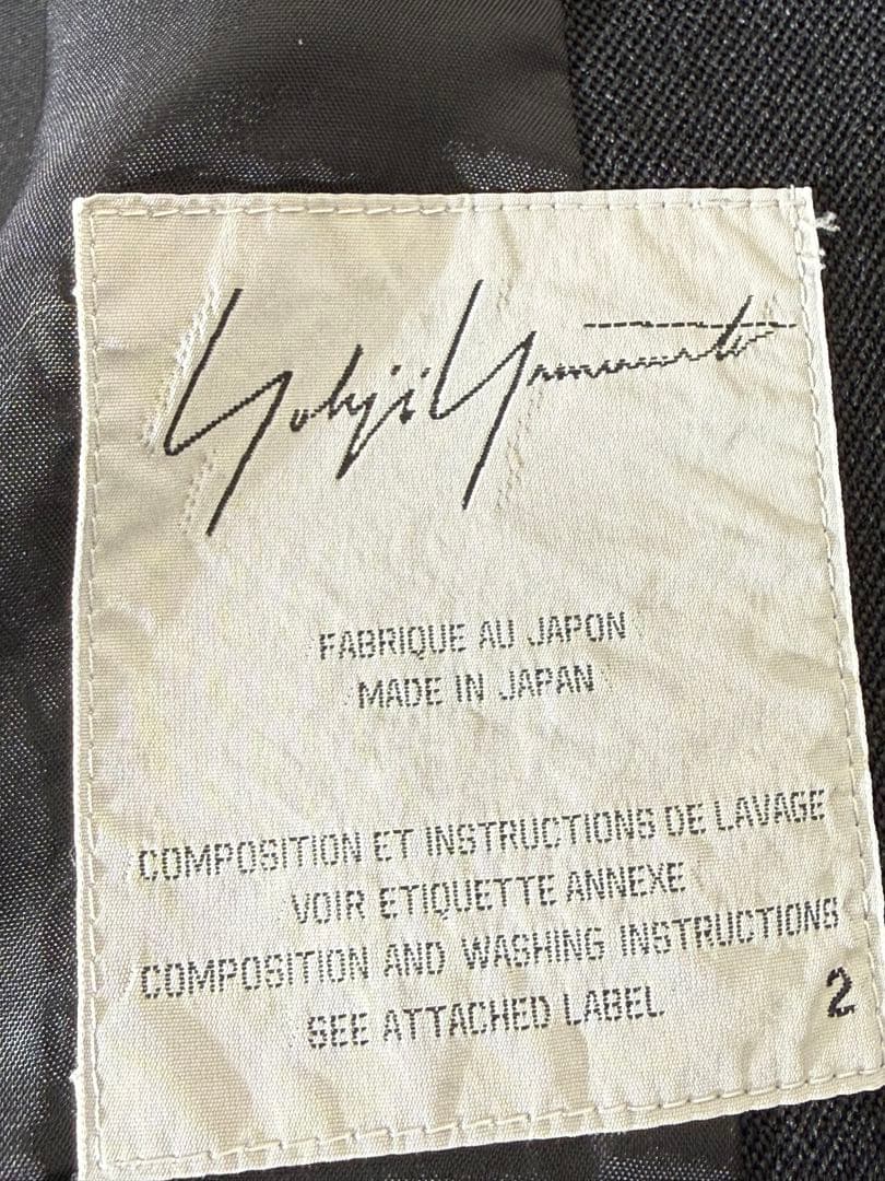 ヨウジヤマモト 02aw レザー切り替え ウールコート