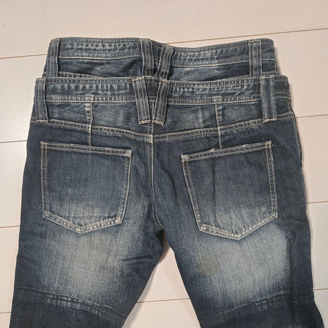 PPFM ダブルウエスト　デニム　ジーンズ　y2k archive レザー