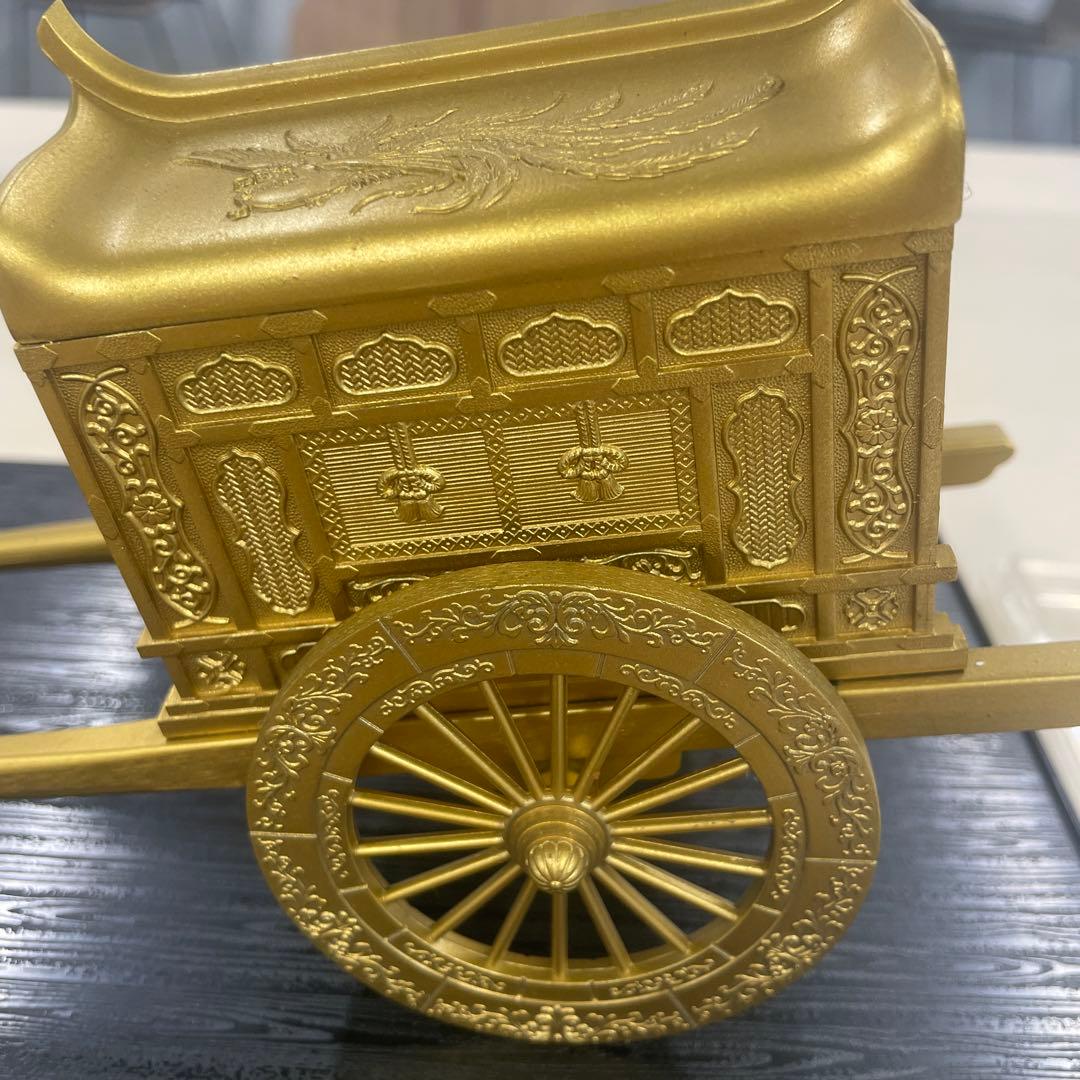 【美品】竹 翁斎　御所車　黄金御所車 鳳凰 金メッキ ガラスケース付　光る君へ