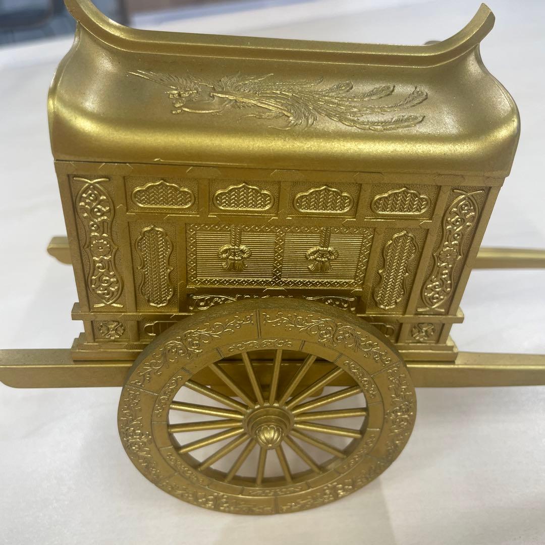 【美品】竹 翁斎　御所車　黄金御所車 鳳凰 金メッキ ガラスケース付　光る君へ