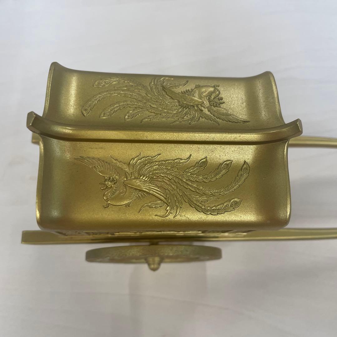 【美品】竹 翁斎　御所車　黄金御所車 鳳凰 金メッキ ガラスケース付　光る君へ