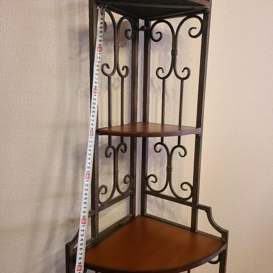 アンティーク調　折り畳み式　コーナーシェルフ