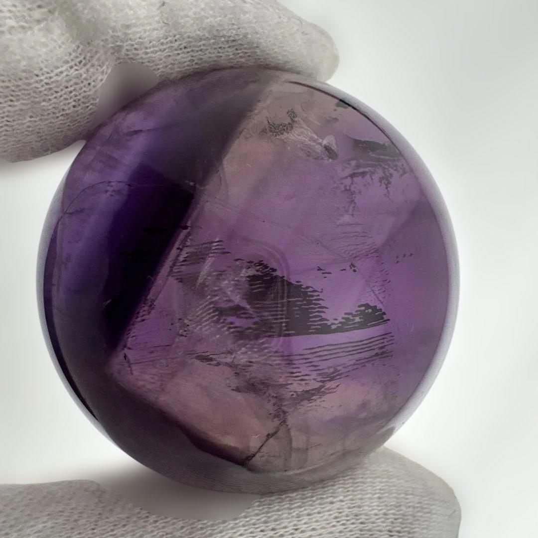 M-7天然アメトリン丸玉　トラピチェアメジストスフィア虹入り　天然石　クリスタル