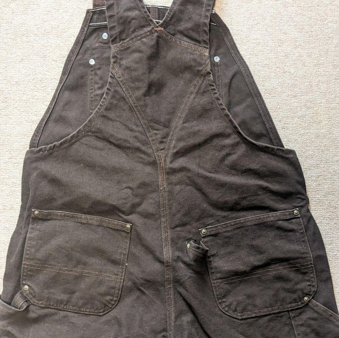 美品 カーハート オーバーオール ダック ダブルニー W36 ダークブラウン