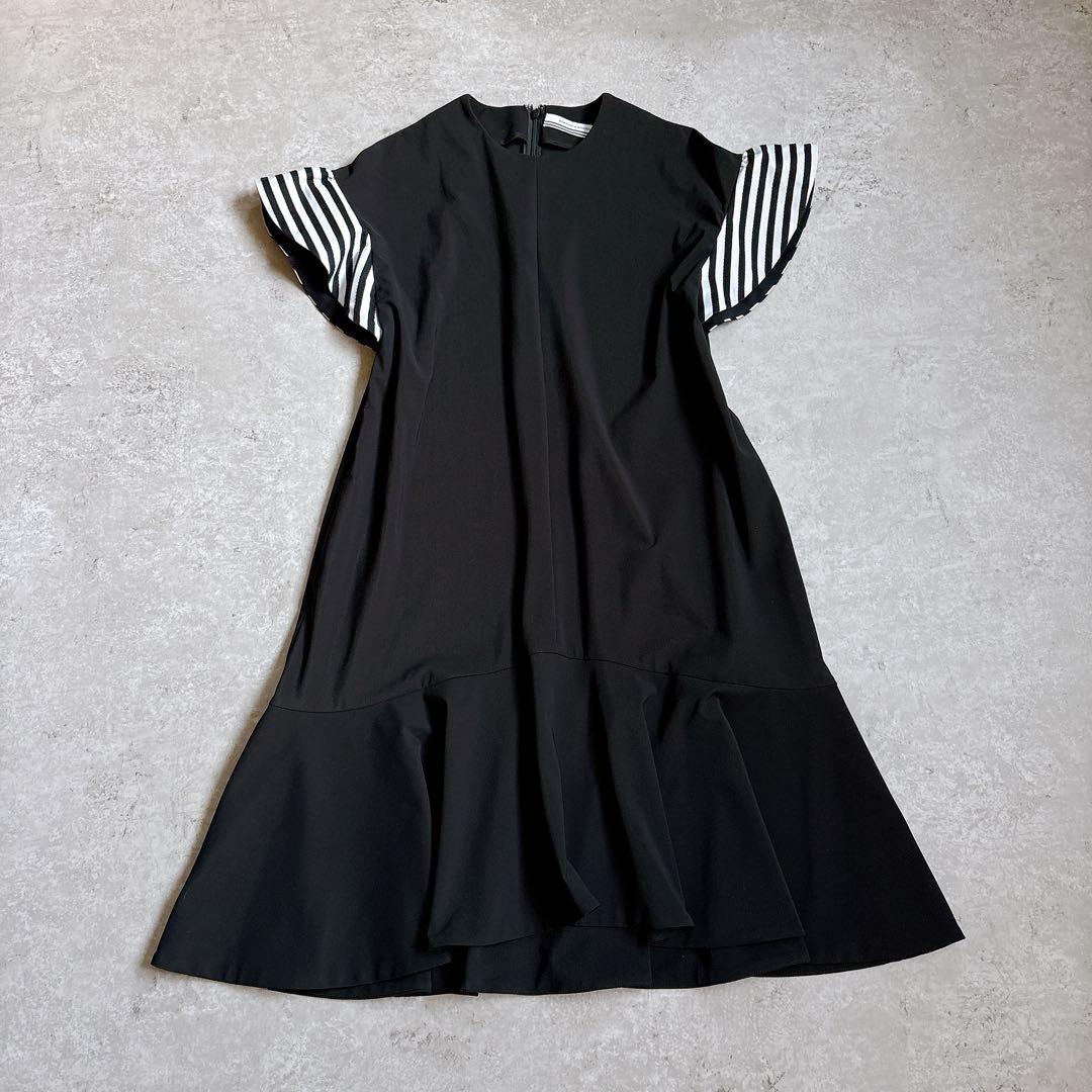 美品✨23ssボーダーズアットバルコニー　ペプラムワンピース　結婚式　黒　36