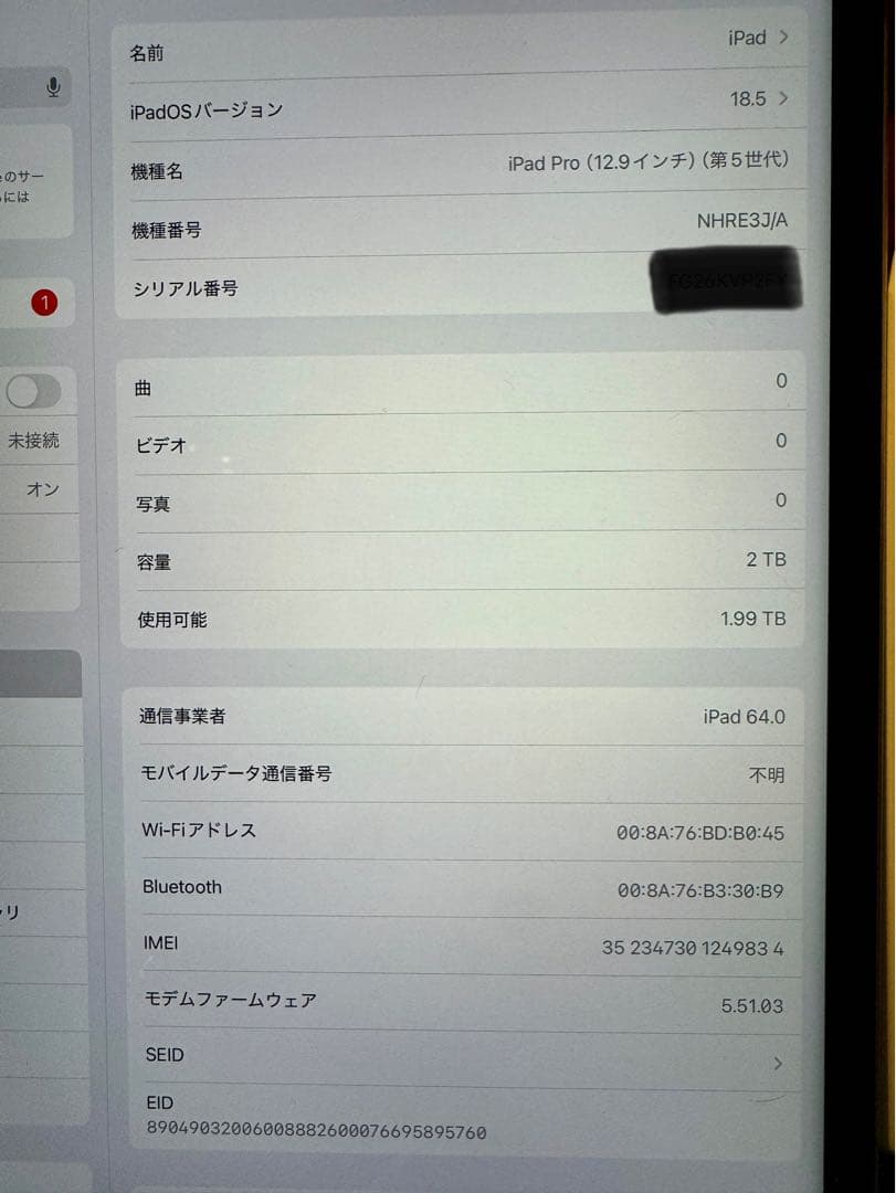 iPad Pro (第5世代) 12.9インチ 2TB セルラーSIMフリー