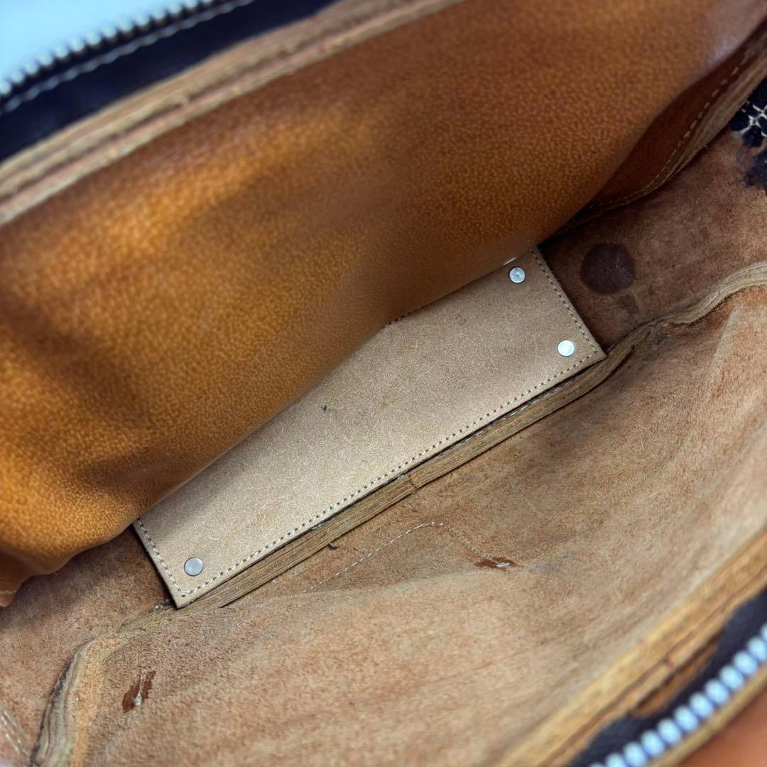 ヘルツ 2way A4可 ショルダーバッグ ハンドバッグ 革 ブラウン