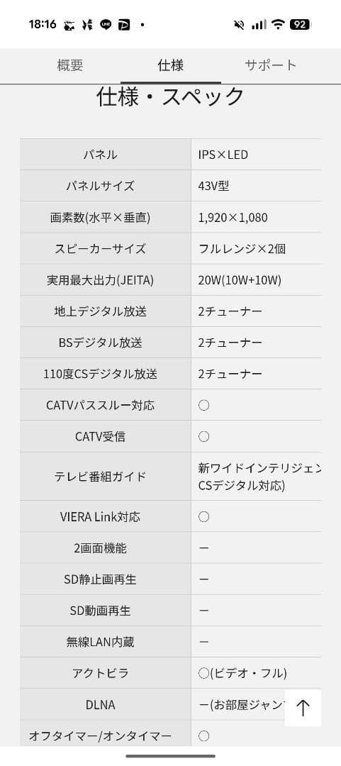 Panasonic TH-43E300 43インチ液晶テレビ