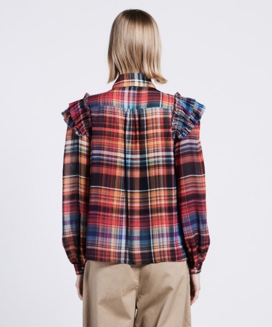 ダブルスタンダードクロージング チェックシフォンボウタイブラウス