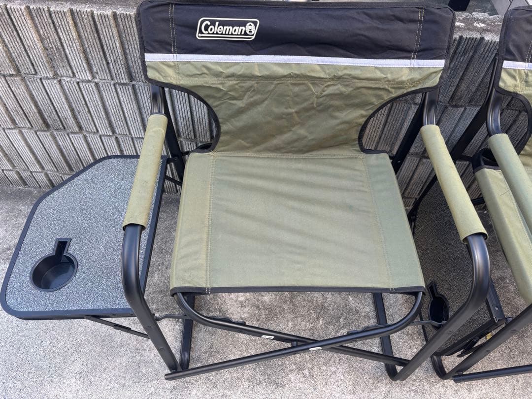 コールマン テーブル付アウトドアチェア 3脚 カーキー 赤