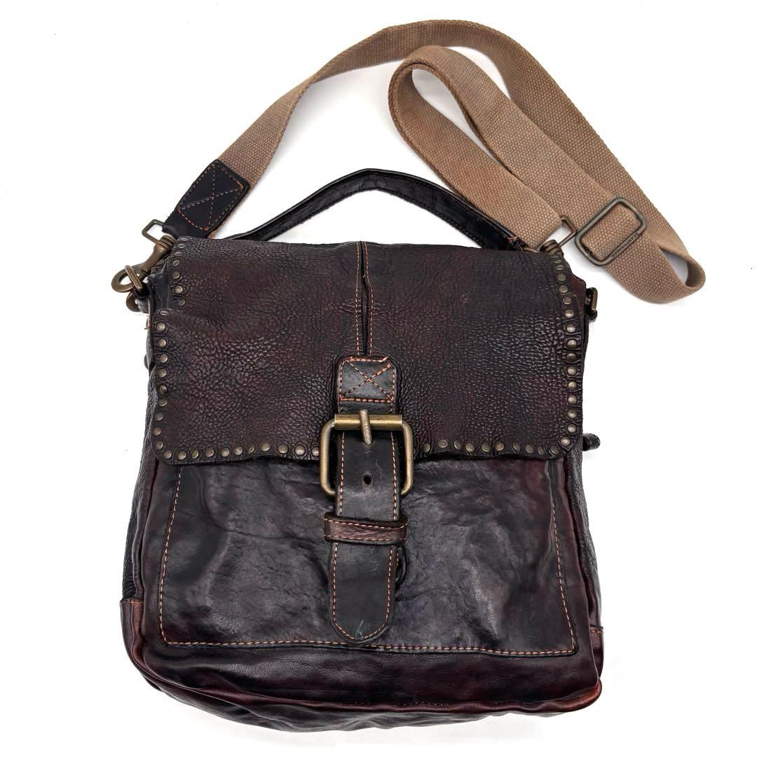 ✨激レア✨ カンポマッジ　ショルダーバッグ　スタッズ　2way　ビンテージ　焦茶