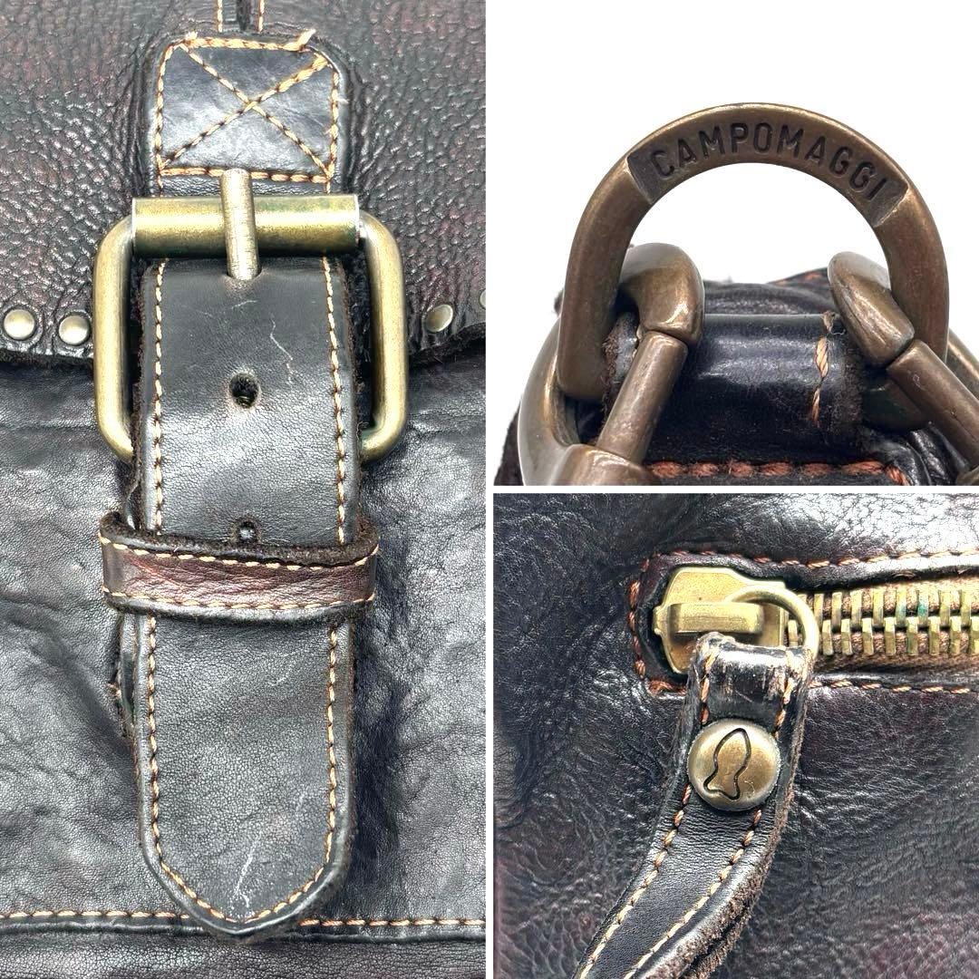 ✨激レア✨ カンポマッジ　ショルダーバッグ　スタッズ　2way　ビンテージ　焦茶
