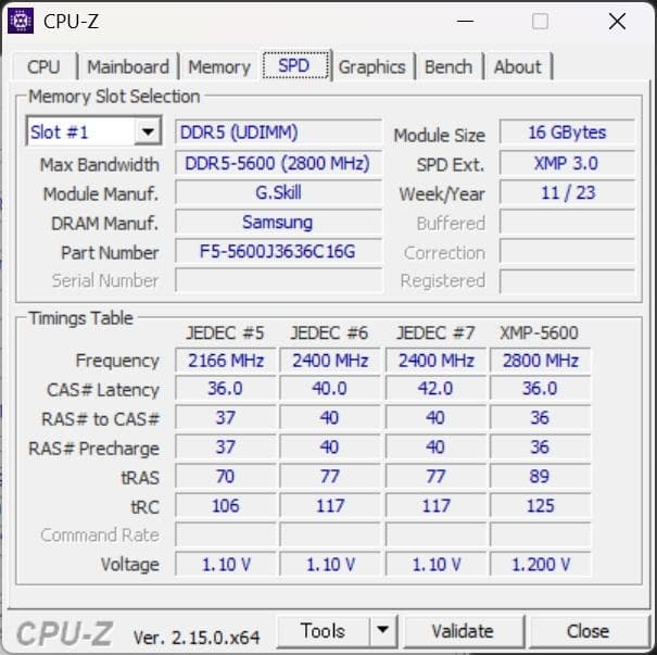 DDR5 16GB 2枚32GB F5-5600J3636C16GX2-RS5W