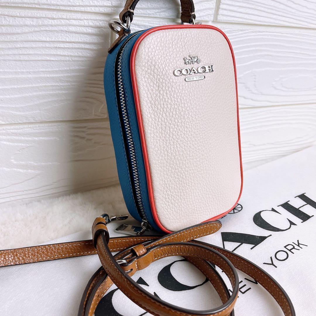 未使用☆COACHコーチ 2wayショルダーカメラバッグ スマホ マルチカラー.