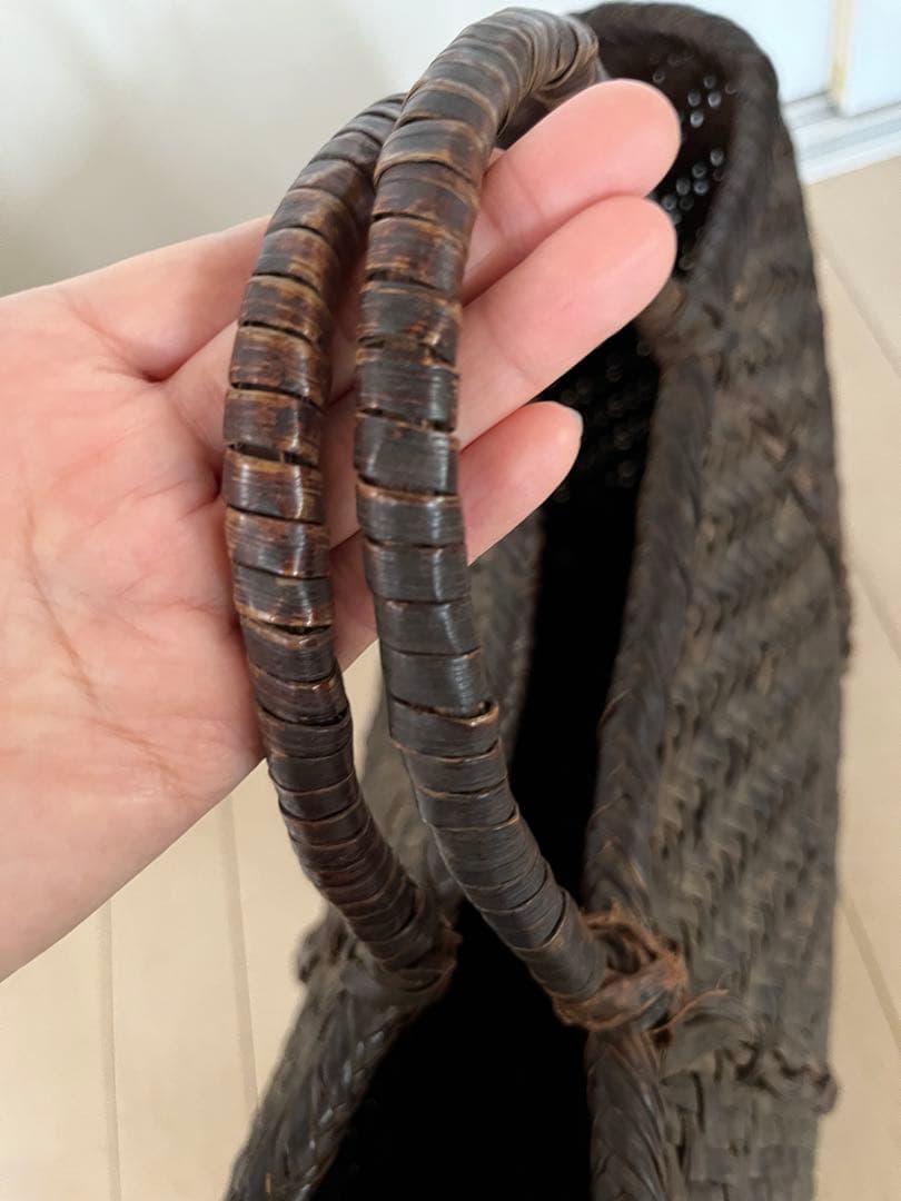 SALE◆天然山形県産 山葡萄蔦 籠バック 黒艶 ヴィンテージ 大きめ◆