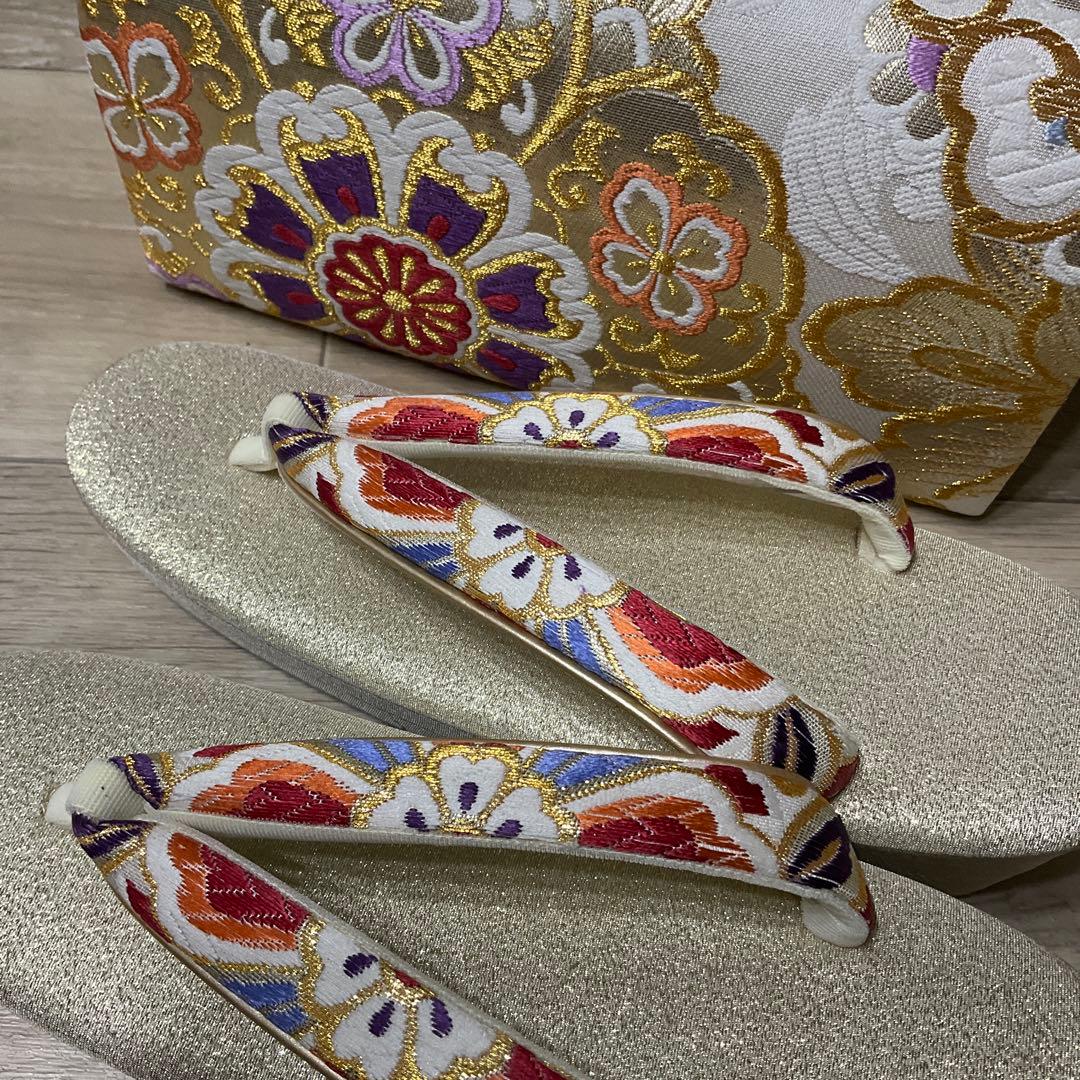 未使用◆御誂◆特選◆一輪館◆白梅◆草履和装バックセット◆本革使用◆24cm