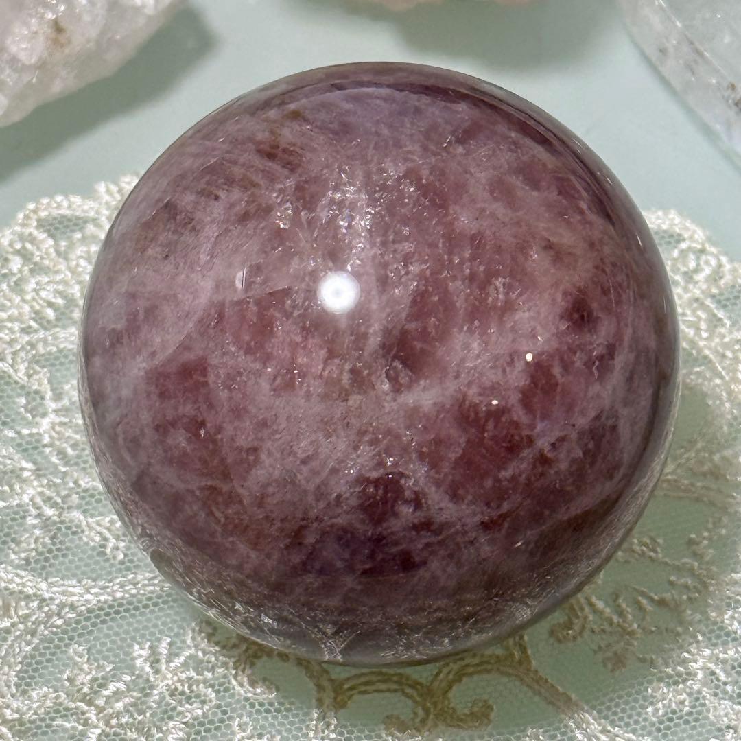 ラベンダーローズクォーツ　ゴールデンヒーラー　スフィア　マダガスカル産　天然石