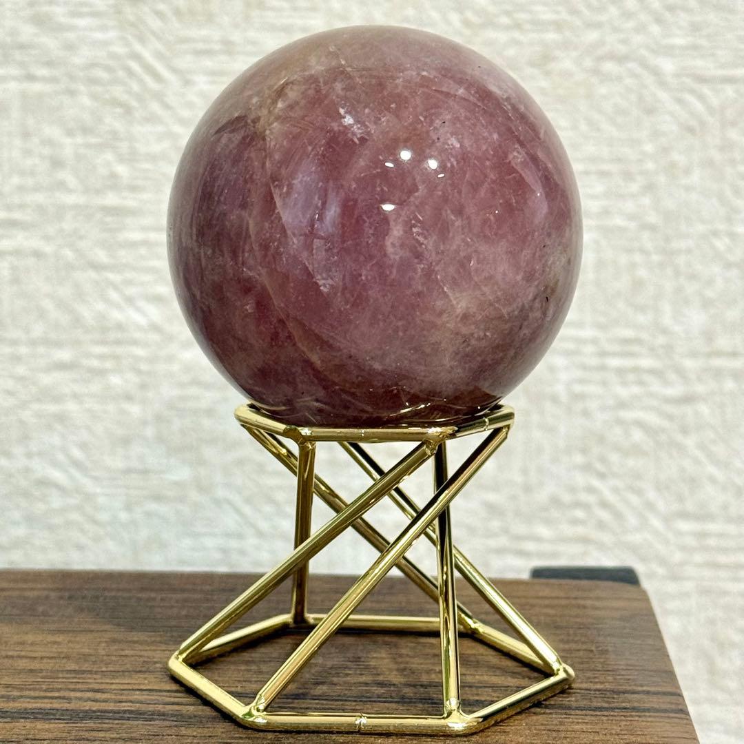 ラベンダーローズクォーツ　ゴールデンヒーラー　スフィア　マダガスカル産　天然石