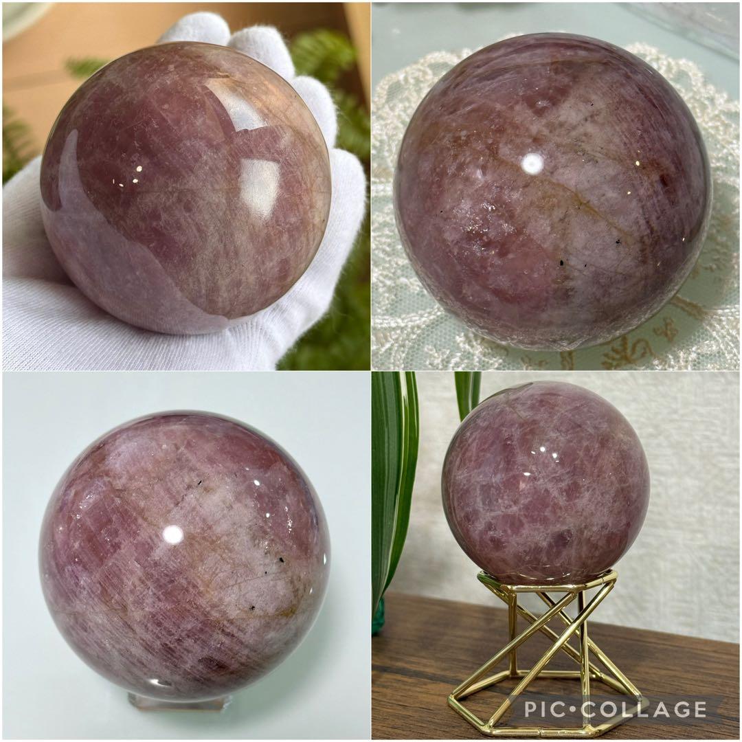 ラベンダーローズクォーツ　ゴールデンヒーラー　スフィア　マダガスカル産　天然石