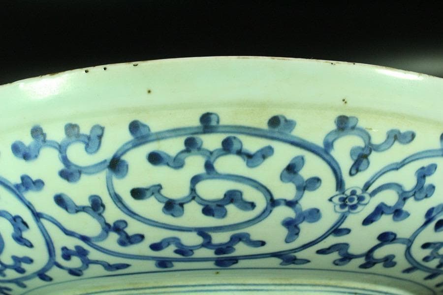 染錦 虎図 大皿 骨董品 φ39cm(K-YC473)