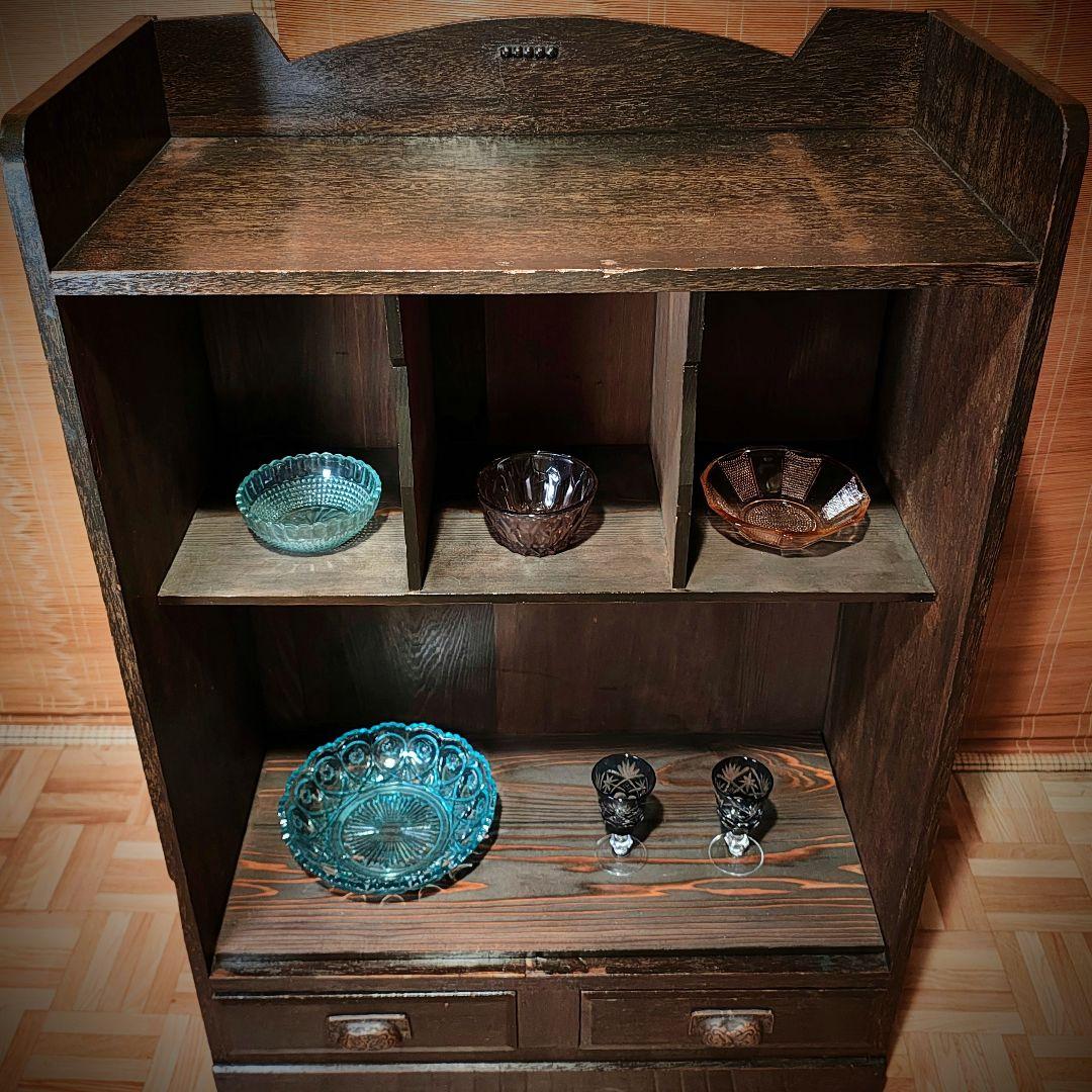 木製棚　食器棚　オープンラック　昭和レトロ　古家具