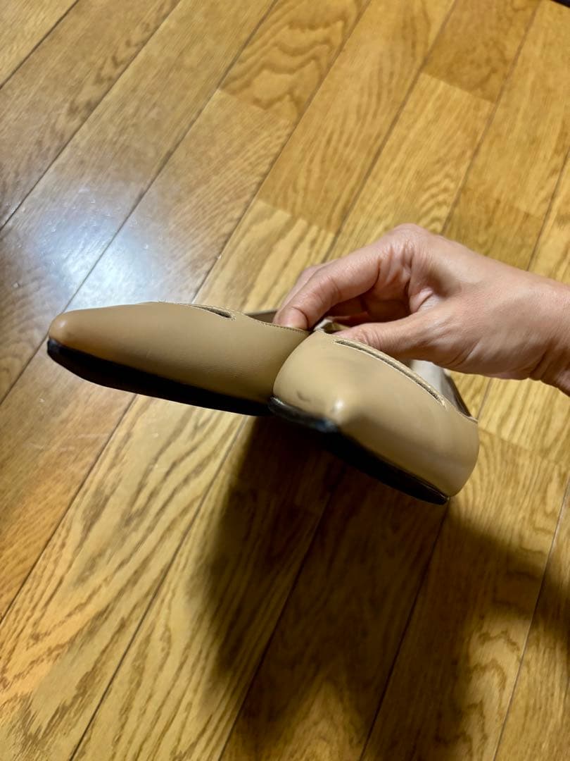 ペリーコ　ベージュ ポインテッドトゥ フラットシューズ 38 24cm
