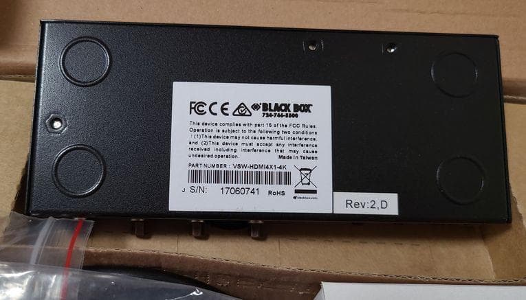 Blackbox VSW-HDMI4X1-4K 4K HDMI スイッチ