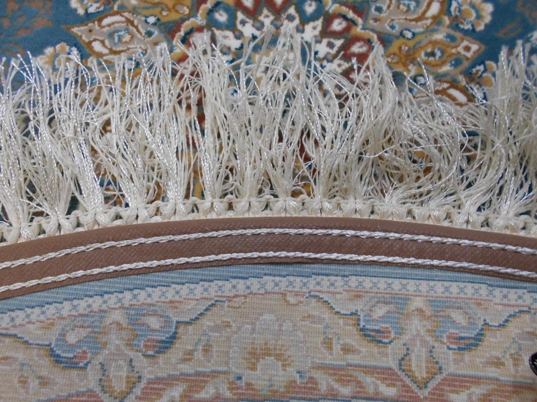 立体柄、144万ノット！高密度、本場イラン産 絨毯！円形200cm-200621