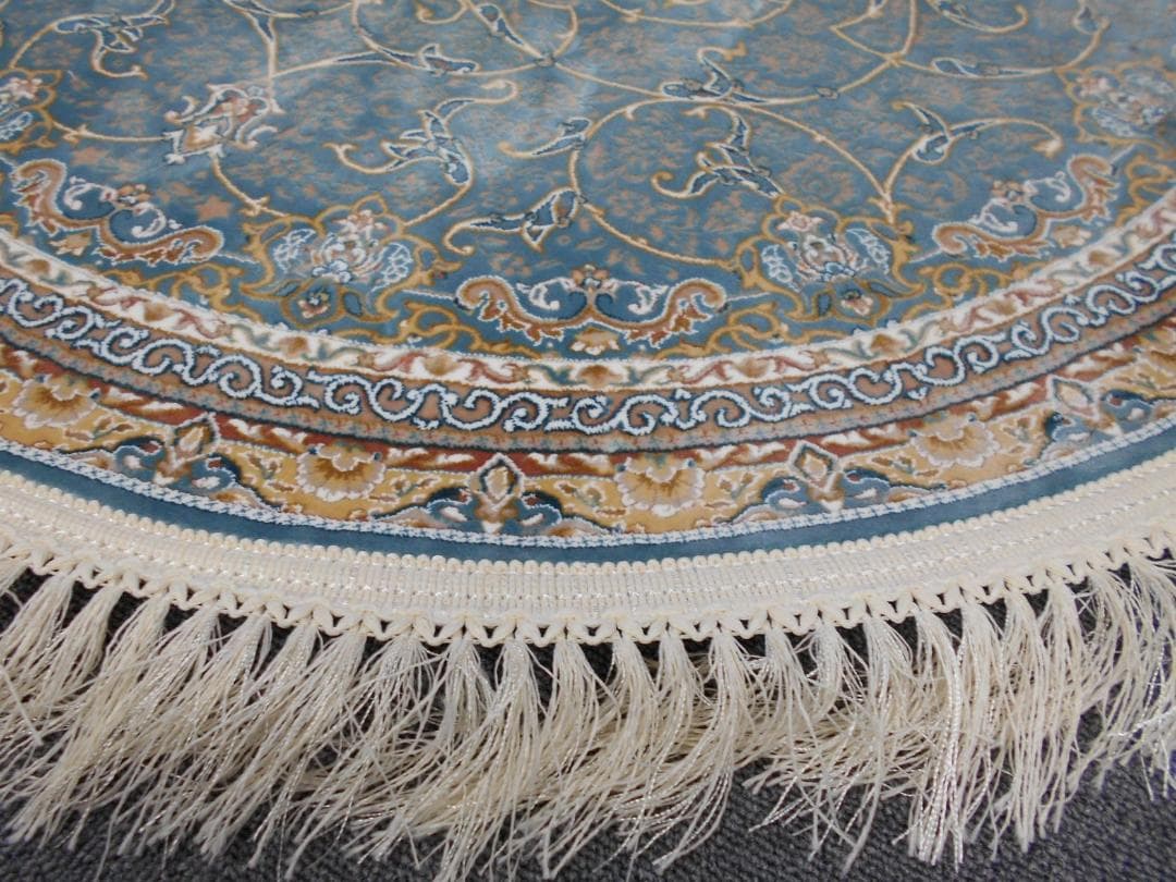 立体柄、144万ノット！高密度、本場イラン産 絨毯！円形200cm-200621