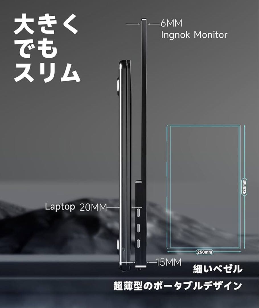 新品未使用Ingknok ポータブルモニター 18.5インチ FHD 1080P