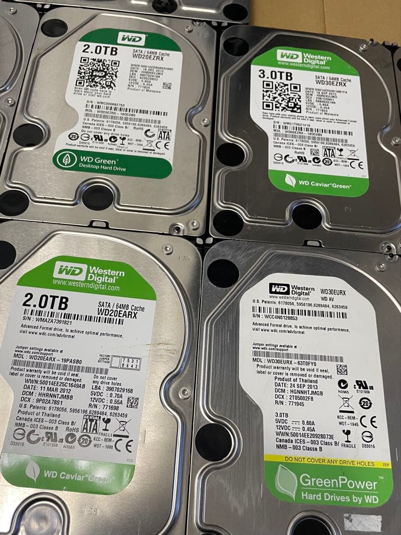 外付けハードディスク・ドライブ WD Green HDD (2TBx5)(3TBx4) 22TB HHD
