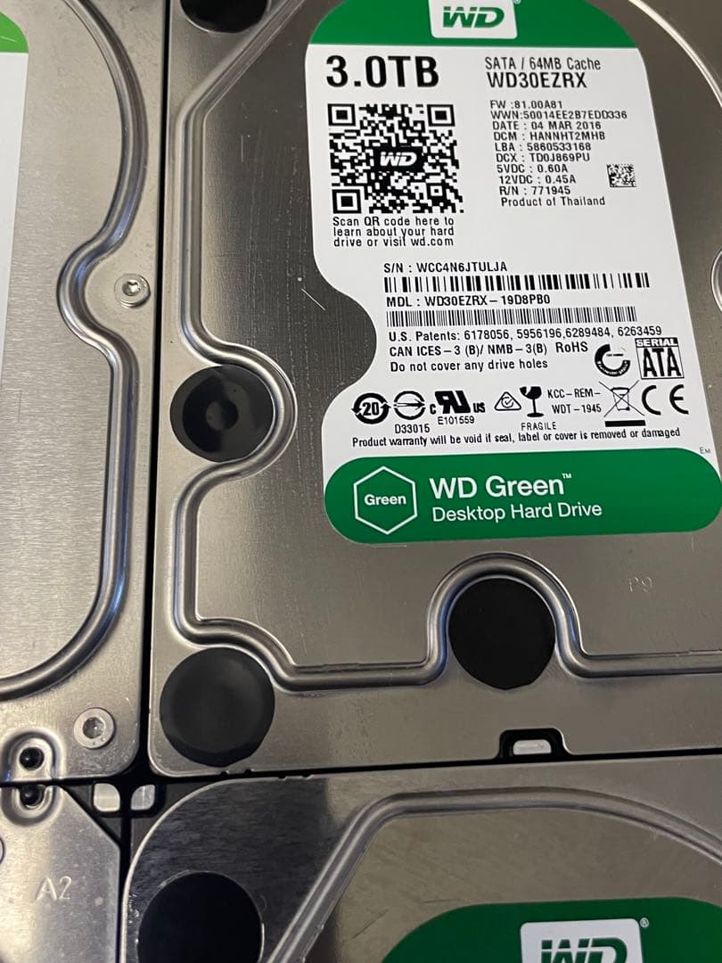 外付けハードディスク・ドライブ WD Green HDD (2TBx5)(3TBx4) 22TB HHD