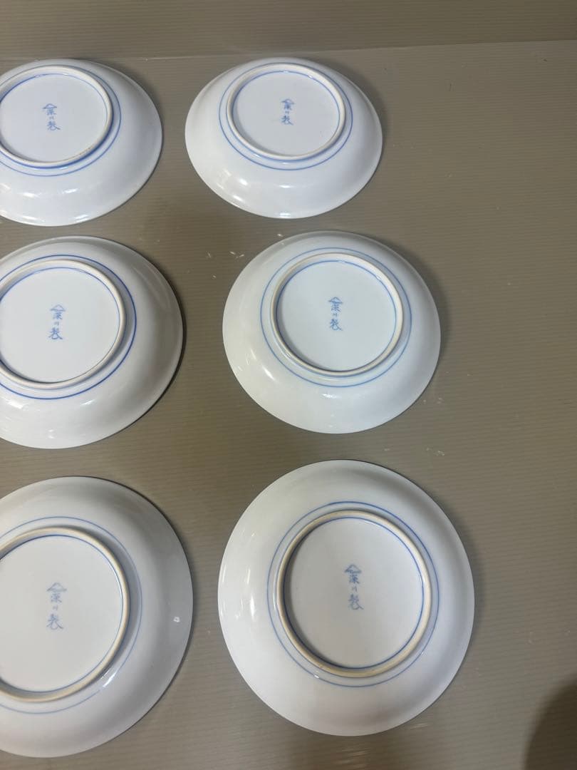 2640 深川製磁　牡丹金ミル　中皿　9客　金彩