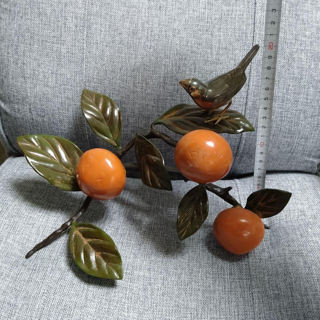 超激レア！！銅？真鍮製 鳥と枝の彫刻！春・夏・秋・冬セットです(⌒▽⌒)