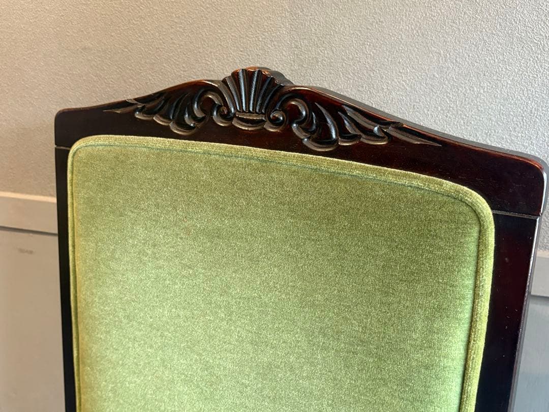 緑色ファブリックの西洋椅子 2脚セット チェア② アンティーク