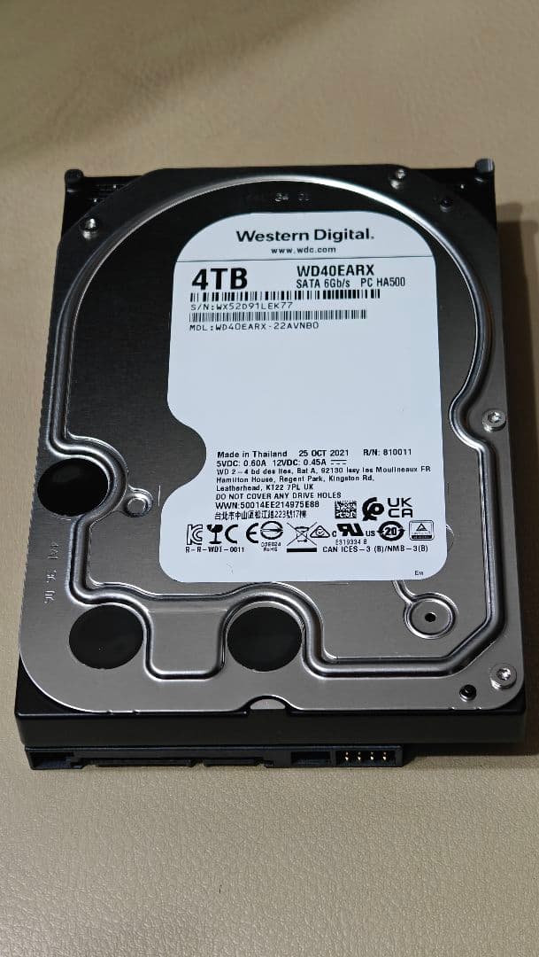 ★中古品★Western Digital 4TB HDD WD40EARX