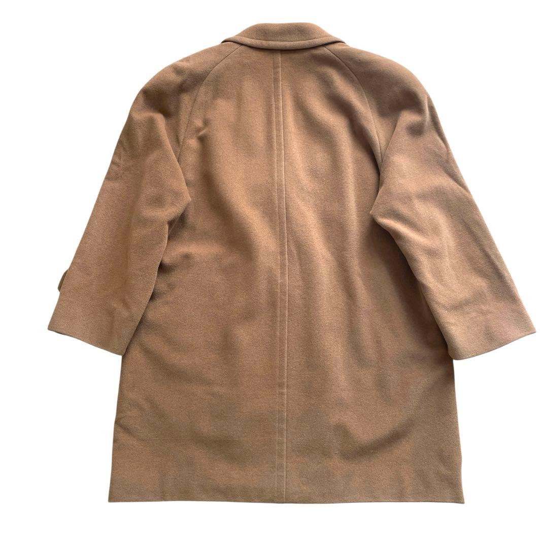 好配色 美品90s Burberry カシミヤ混 ハーフコート ダブル キャメル