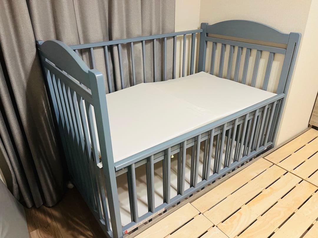 【廃盤品】LOWYA ベビーベッド ブルー