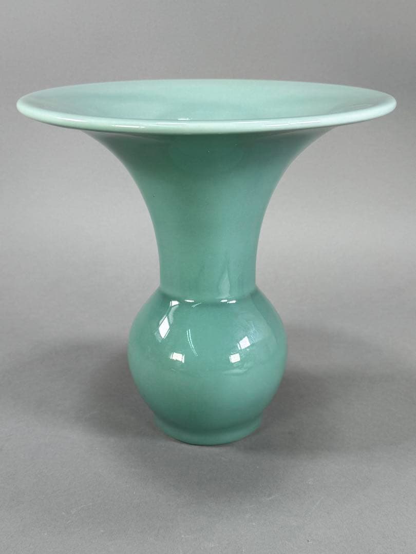 銘 翠雲 四十五世 池坊専永 青磁 花器 花瓶 花入れ 生花 生花 華道具 共箱