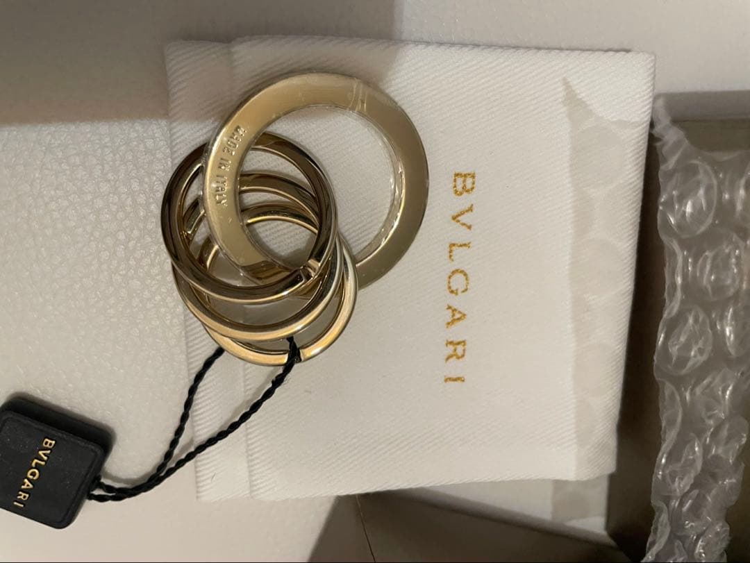BVLGARI リング型キーホルダー ゴールド/ボルドー