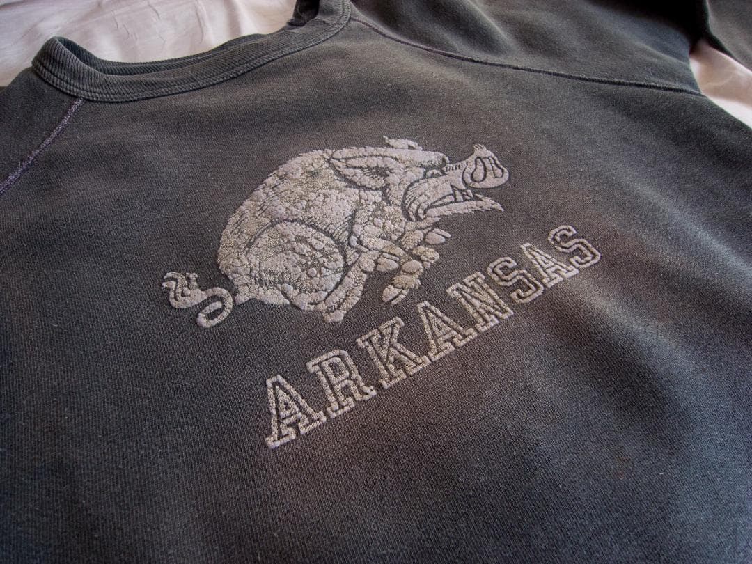 【推定60s】ヴィンテージ フロッキースウェット ARKANSAS 猪プリント