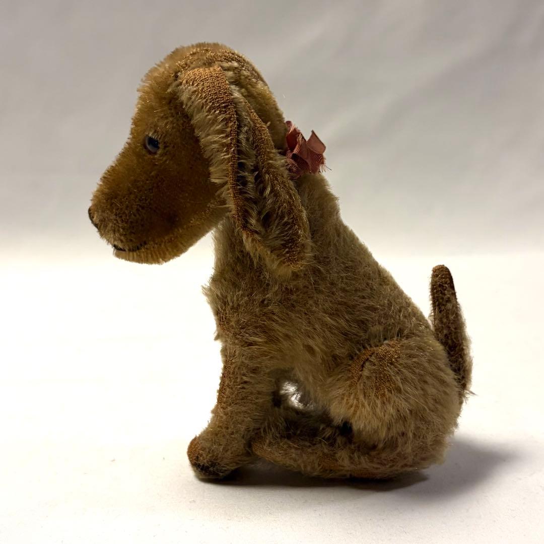 Steiffシュタイフ \"DOG\"（小）100年経ったアンティークのぬいぐるみ