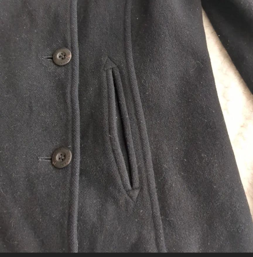 バーバリーロンドンウールPコート黒　ノバチェック　M