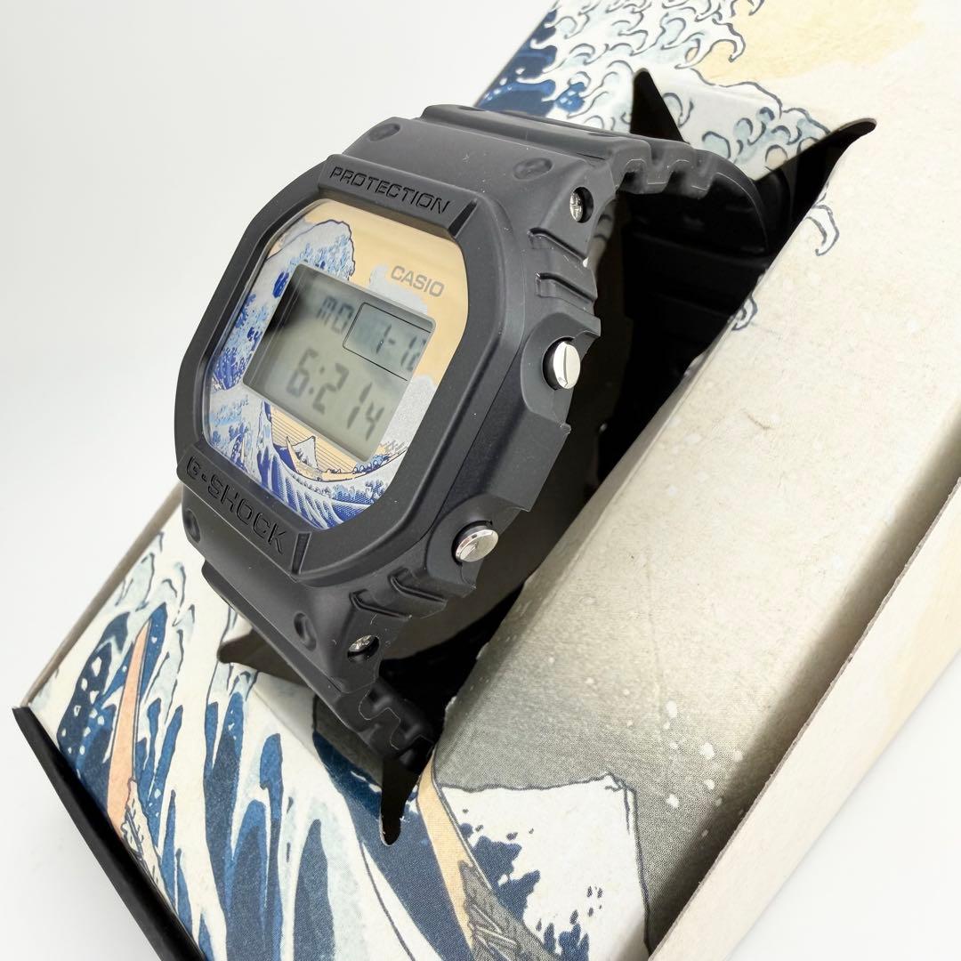 美品 カシオ ジーショック 葛飾北斎コラボ ブラック メンズ クォーツ 腕時計