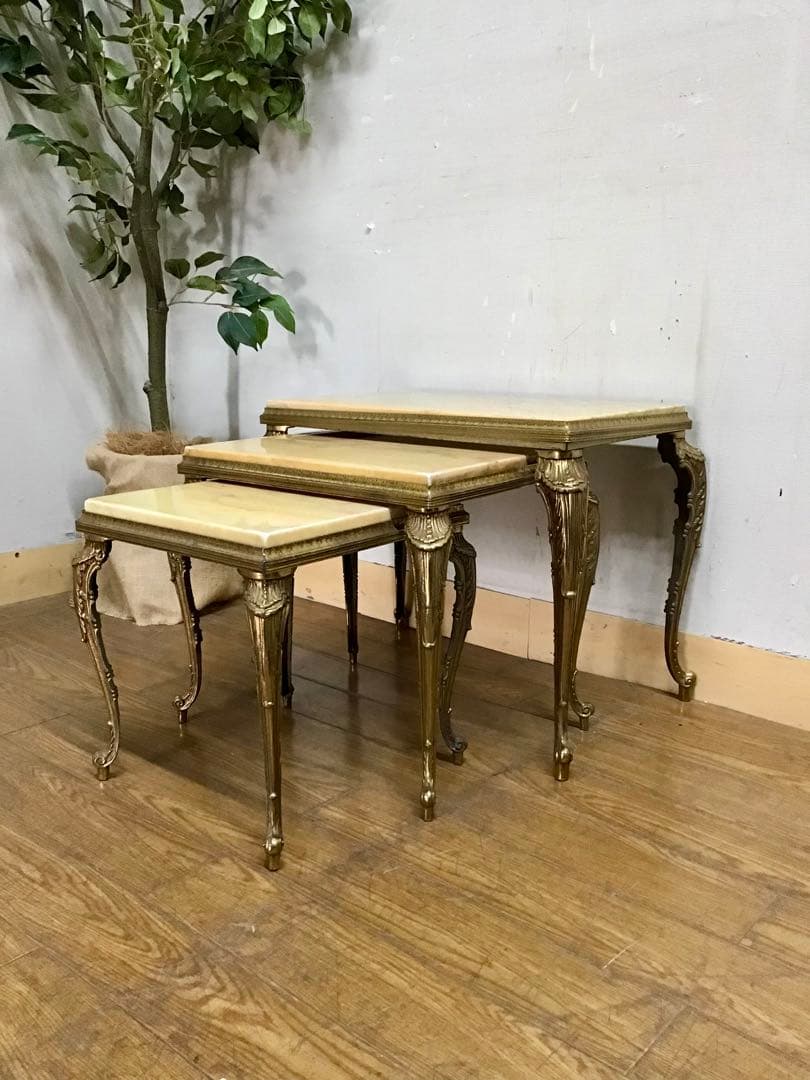 hata☆管367☆ロイズアンティークス☆マーブルトップ☆ネストテーブル