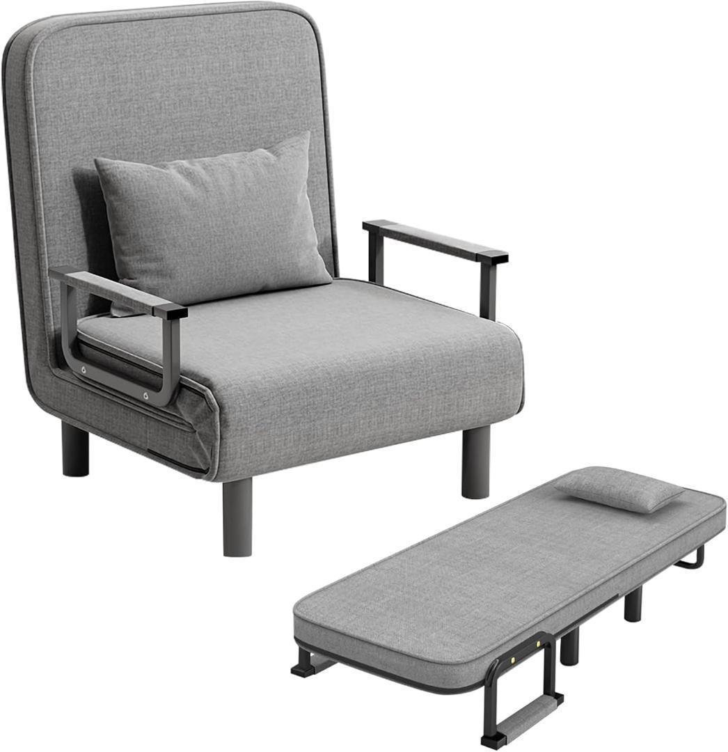 ※北海道/沖縄不可 ソファーベッド 折りたたみ 3WAY 1人掛け グレー1人用