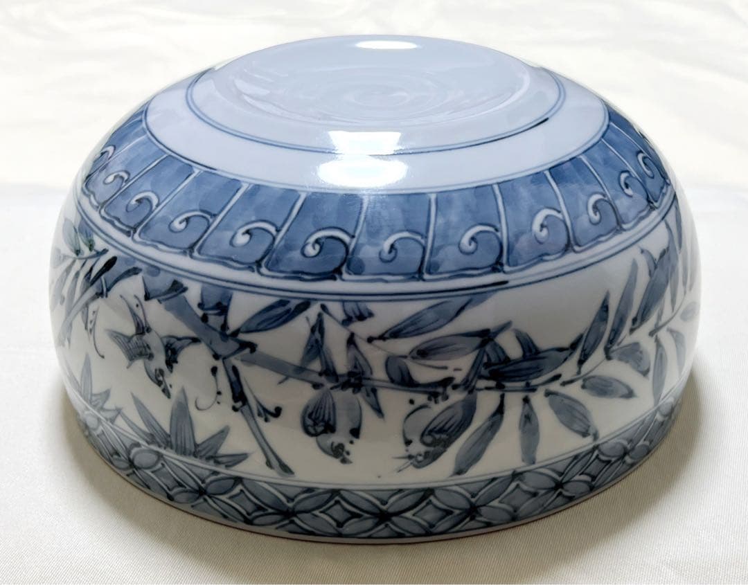 未使用　京焼清水焼　瑞昭窯　大野瑞昭　染付　花鳥魚文　大鉢　深鉢　希少品