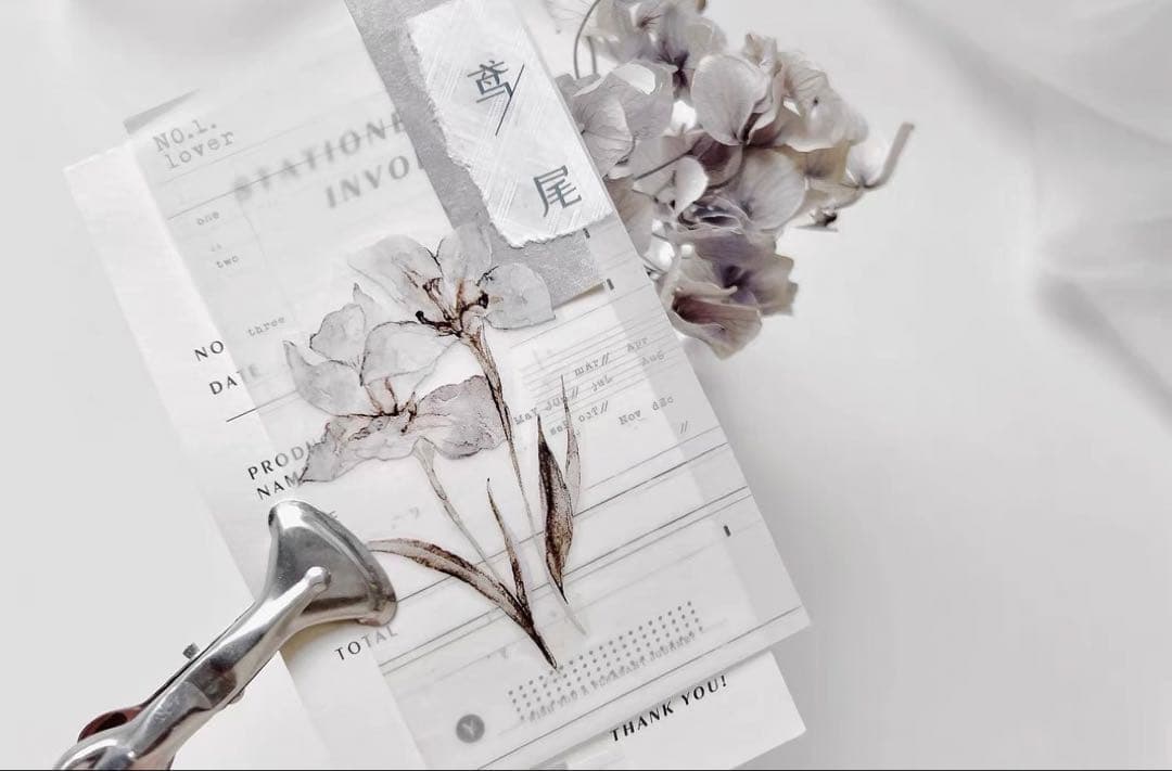 雀斑茶《素白・雾蓝》海外マスキングテープ　マステ 【2614】