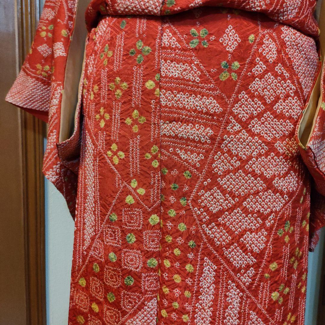 専用です。　正絹　豪華！総絞り　小紋　クリスマスお正月に　赤